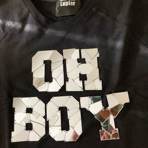 Markus Lupfer women’s black sweatshirt  with Silver Lettering